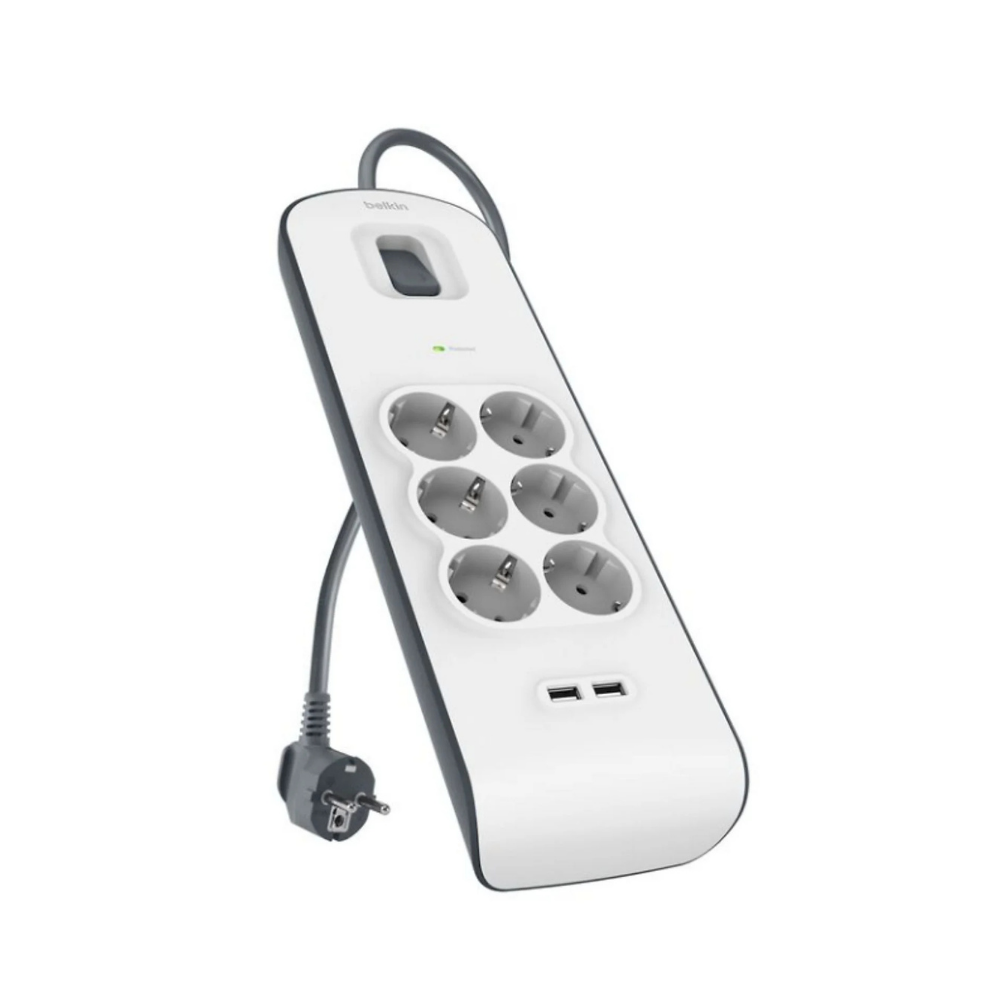 Belkin Surge Plus BSV604 6x Akım Korumalı Priz+ 2x USB-A