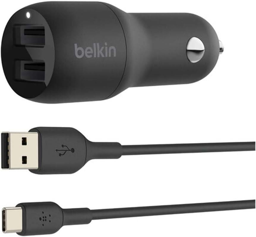 Belkin 24w Hızlı Araç Şarj Cihazı 2 Port Usb + Type-C Kablo Cce001bt1mbk 