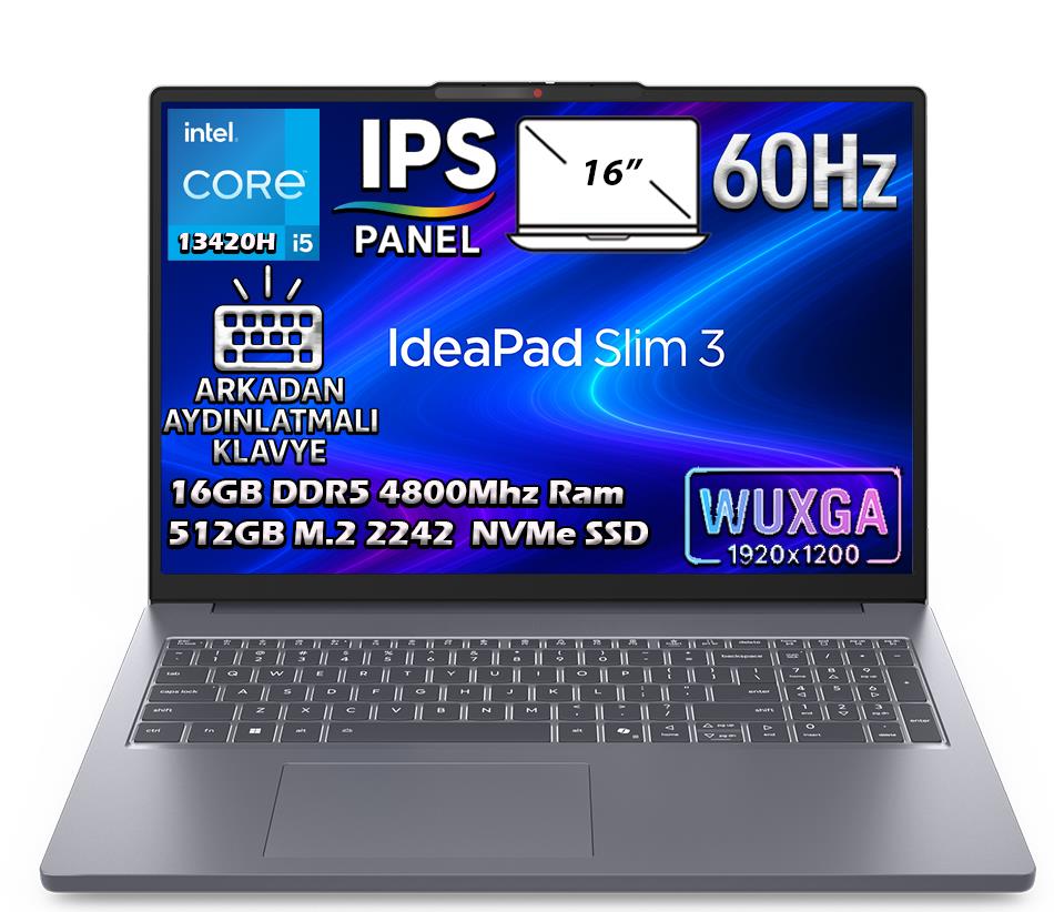 Lenovo Ideapad Slim 3 16IRH10 Intel Core I5-13420H 16GB 512GB SSD 16