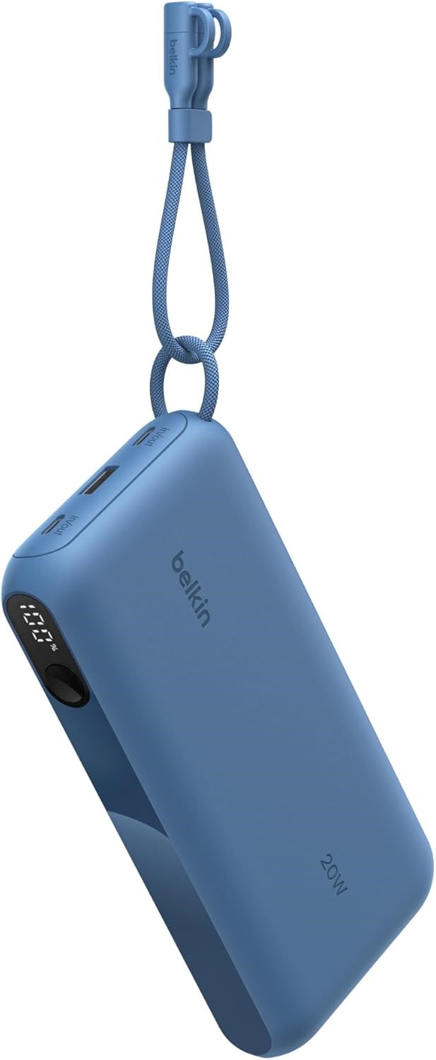 Belkin Boostcharge Power Bank 20000 Mah  Display, PD 20W  USB-C Kablolu, Mavi