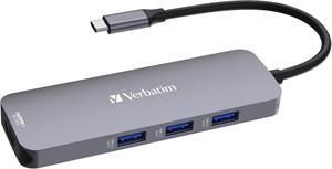 Verbatim USB-C Pro Multiport Hub 8'i 1 arada, çoklu bağlantı noktalı adaptör