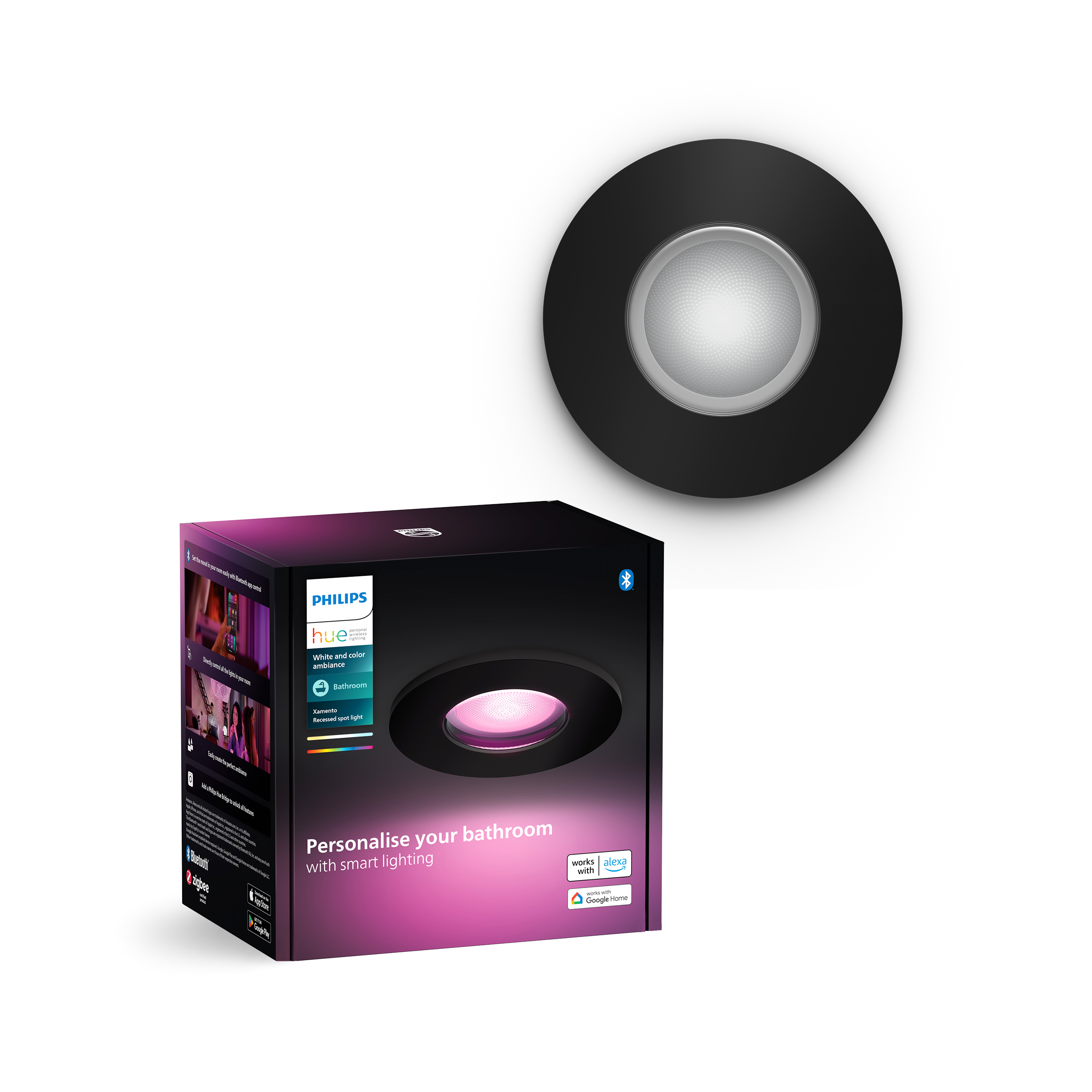Philips Hue Xamento Siyah Sıva Üstü RGB Akıllı LED Spot IP44 400 Lumen GU10 Spot Dahildir