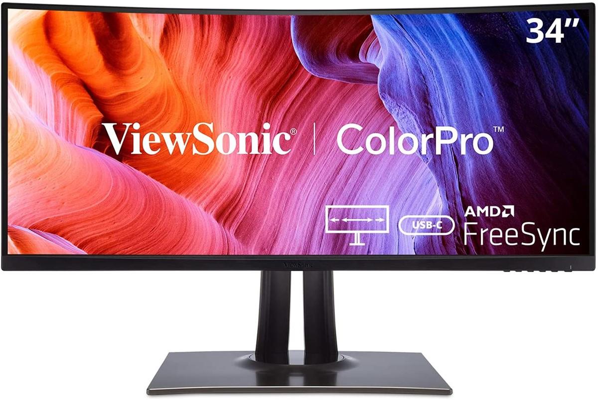VIEWSONIC VP3481A PROFESYONEL MONITOR 34 5MS 100HZ VA 3440X1440 WQHD 400 HDMI DP USB TYPE C DELTA E < 2 SRGB 21:9 20M:1 16.7M HOPARLOR RJ45 3 KENAR CERCEVESIZ 1800R KAVIS KALIBRASYON FLICKER FREE MAVI ISIK FILTRESI TILT SWIVEL YUKSEKLIK AYARI VESA ENERGY