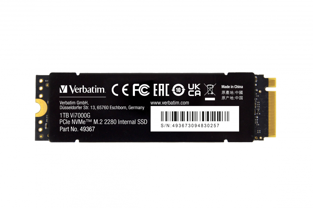 Verbatim 1TB Vi7000G Internal PCIe NVMe M.2 GEN4 SSD (7400MB Okuma/5500MB Yazma)