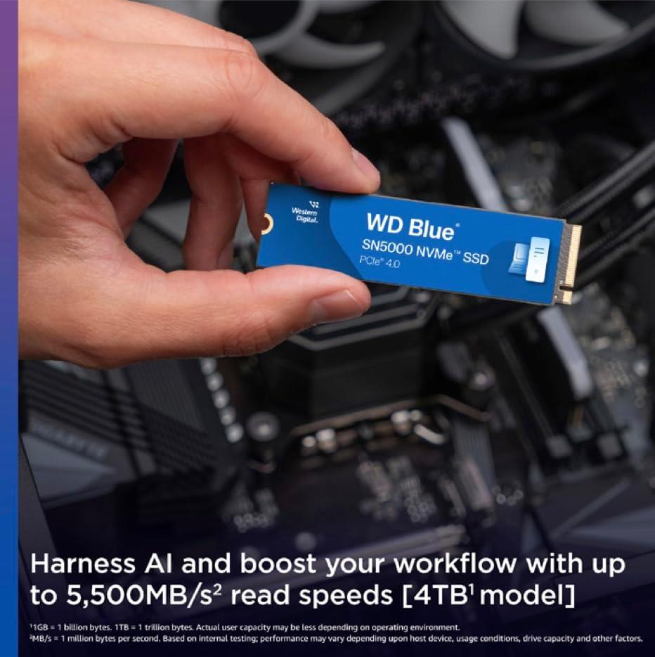 WD Blue 4TB SN5000 5500MB/s-5000MB/s PCIe Gen4 x4 NVMe SSD
