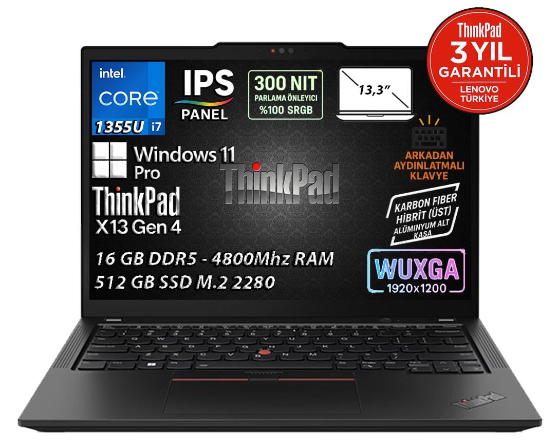 Lenovo ThinkPad X13 Gen 4 Intel Core i7-1355U 16GB 512GB SSD 13.3