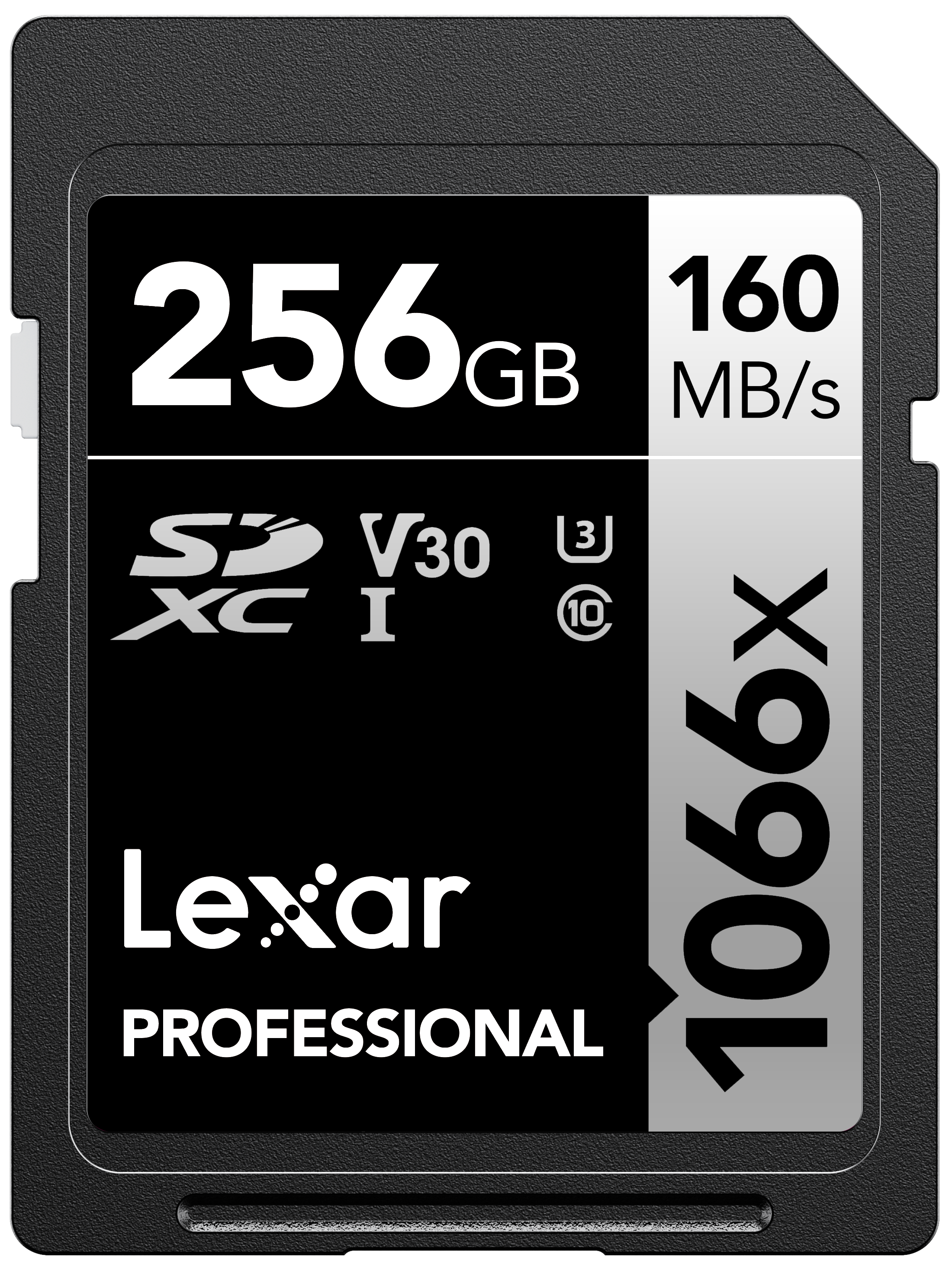LEXAR 256GB LSD1066256G-BNNNG SD PROFESSIONAL 1066X SDXC UHS-I CARDS UP TO 160MB/S READ 120MB/S WRITE C10 V30 U3