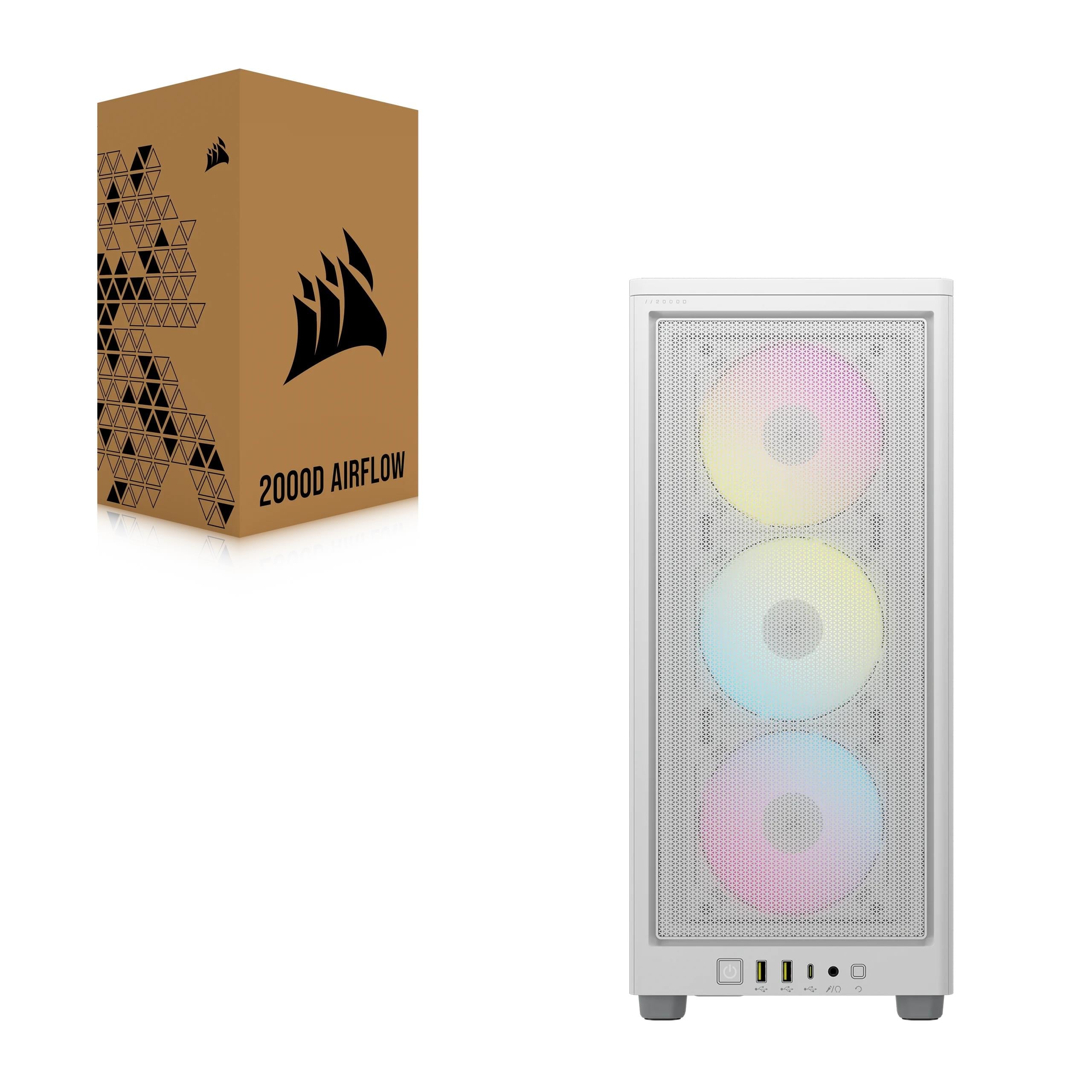 CORSAİR 2000D RGB AİRFLOW, 3X120MM RGB FAN, MİNİ-ITX SMALL-FORM-FACTOR BİLGİSAYAR KASASI, BEYAZ (CC-9011247-WW)