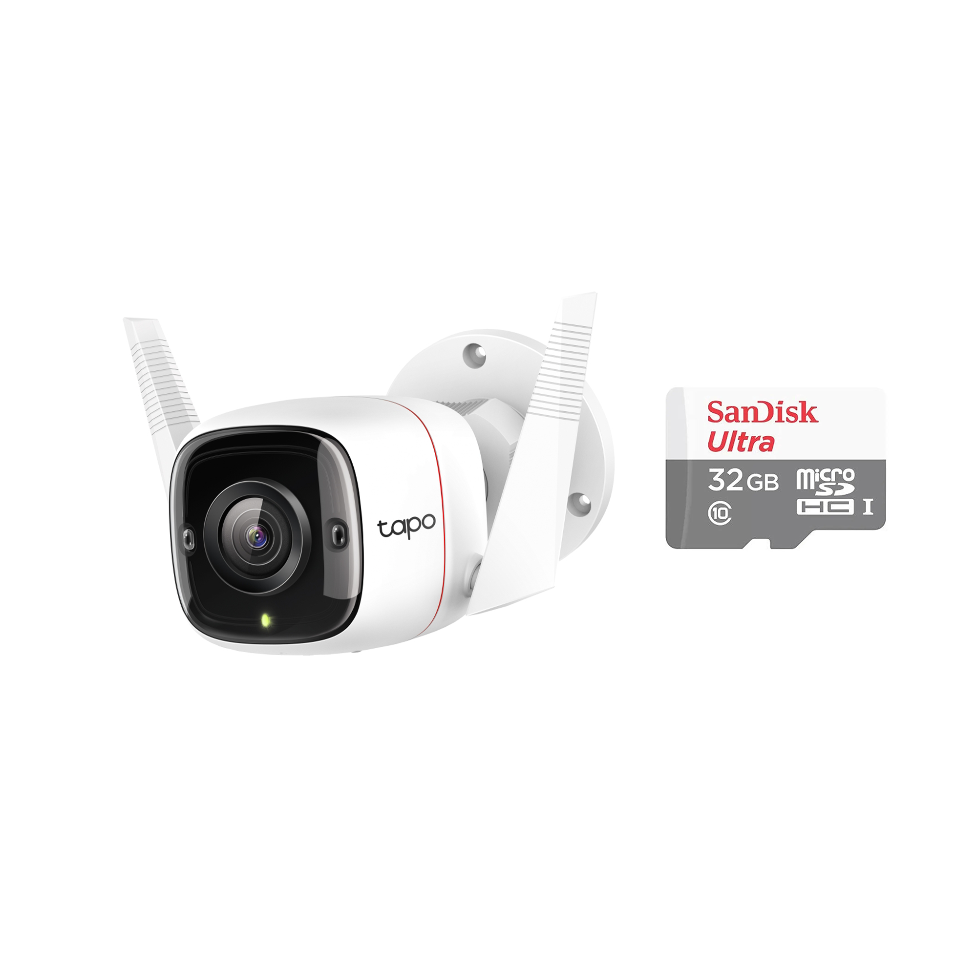 TP-LINK TAPO C320WS DIS MEKAN GUVENLIGI ICIN 2K FULL HD 256 GB GECE ve Sandisk Ultra 32GB 100MB/S Microsdhc Uhs-I Hafıza Kartı