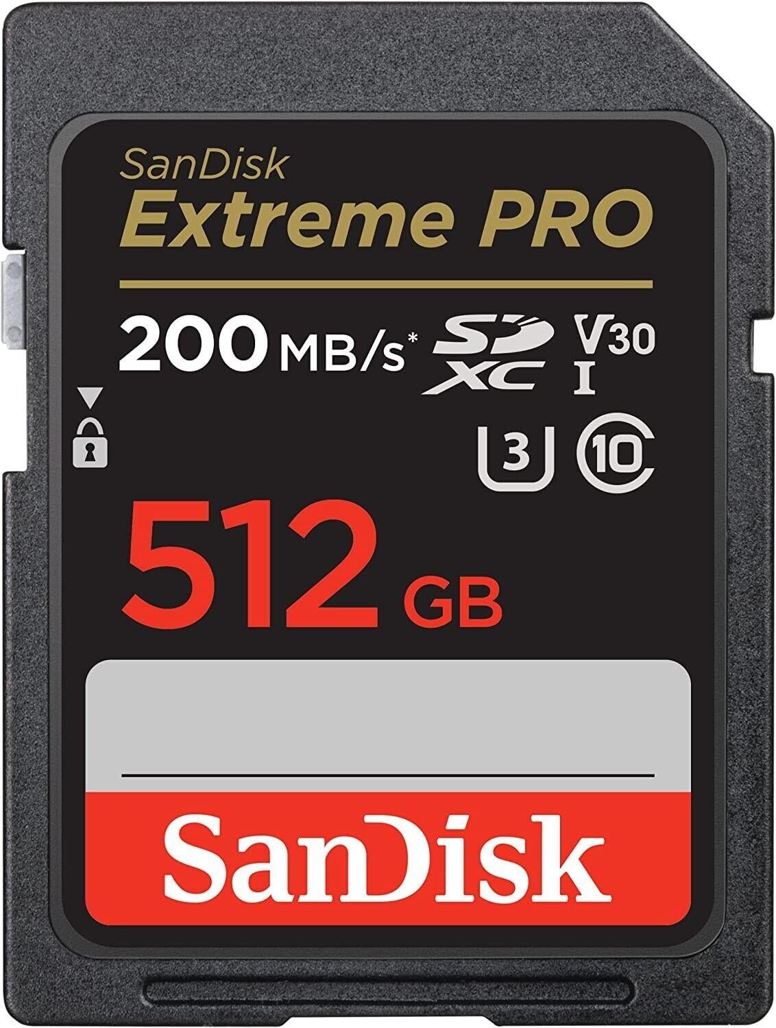 Sandisk Extreme Pro 512GB 200/140MB/S Sdxc V30 Uhs-I U3 Hafıza Kartı SDSDXXD-512G-GN4IN