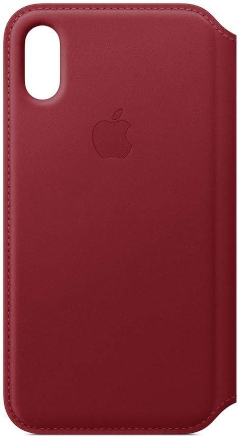 Apple iPhone XS Folio Deri Kılıf Kırmızı