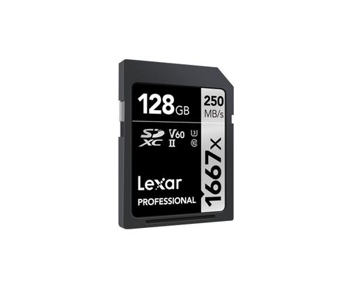 LEXAR 128GB LSD128CB1667 SDXC PROFESSIONAL 1667X SDXC UHS-II CARDS 250MB/S READ 120MB/S WRITE C10 V60 U3