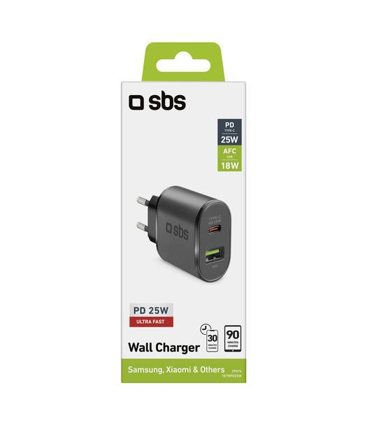 SBS 1xUSB-C PD 25W, 1xUSB-A 18W Seyahat