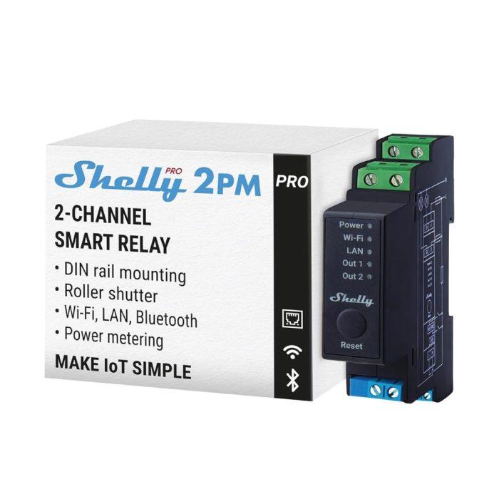 Shelly Pro 2PM DIN Ray 2 Kanal Enerji Ölçer Röle