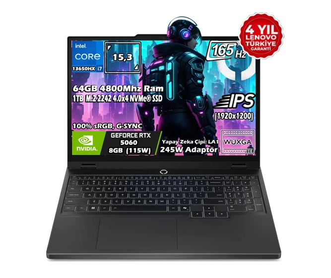 LENOVO Legion 5 15IRX10 Intel Core İ7 13650HX 64GB 1TB SSD RTX 5060 15.3