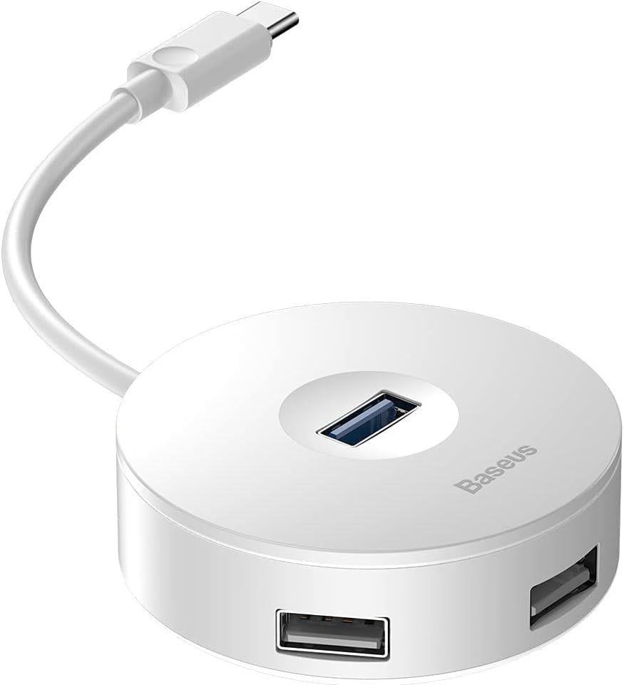 Baseus Round Box 3 in 1 Çok Fonksiyonlu Bilgisayar/Telefon Hub Adaptörü - Beyaz