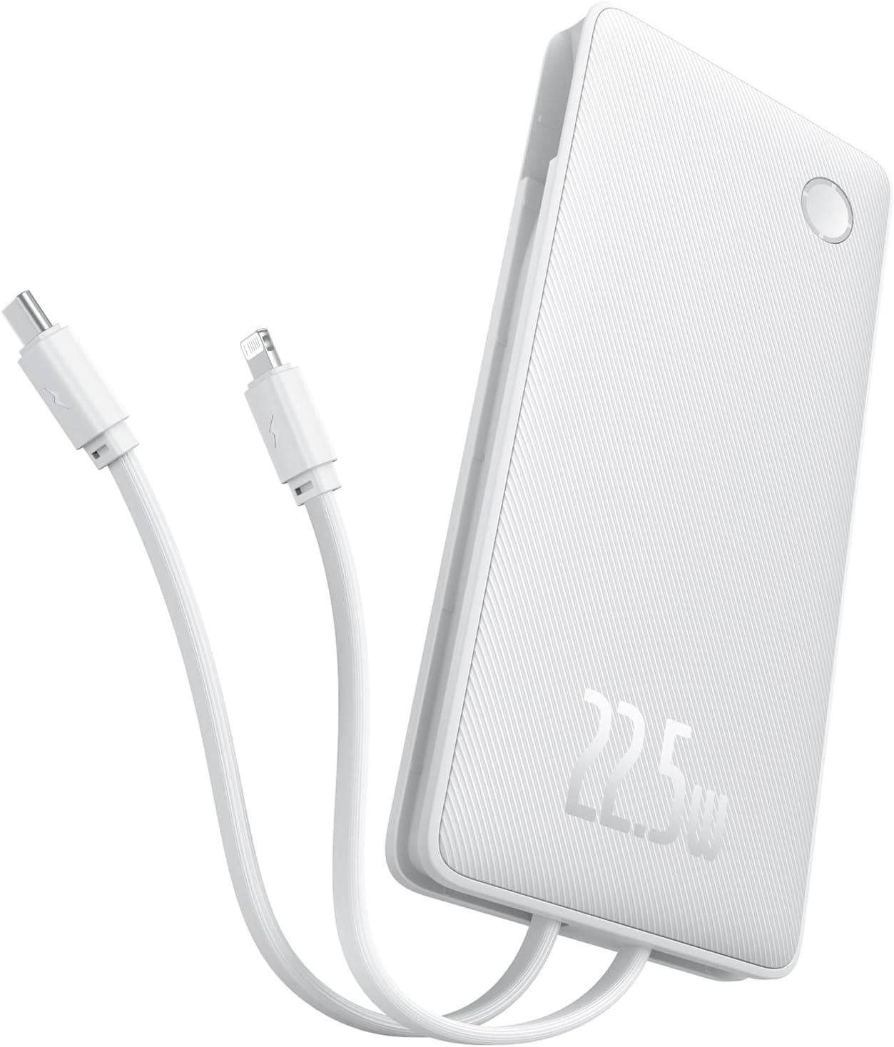 Baseus Airpow Lite Power Bank 10000mAh 22.5W Dual-Cable, Moon White