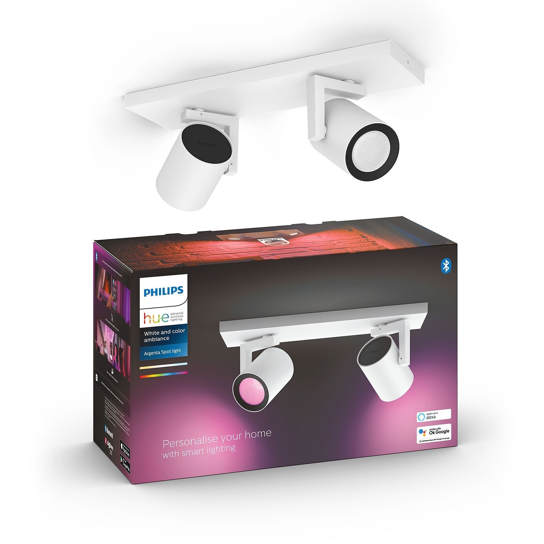 Philips Hue Argenta İkili Spot Lamba 2x4.2W (Beyaz)