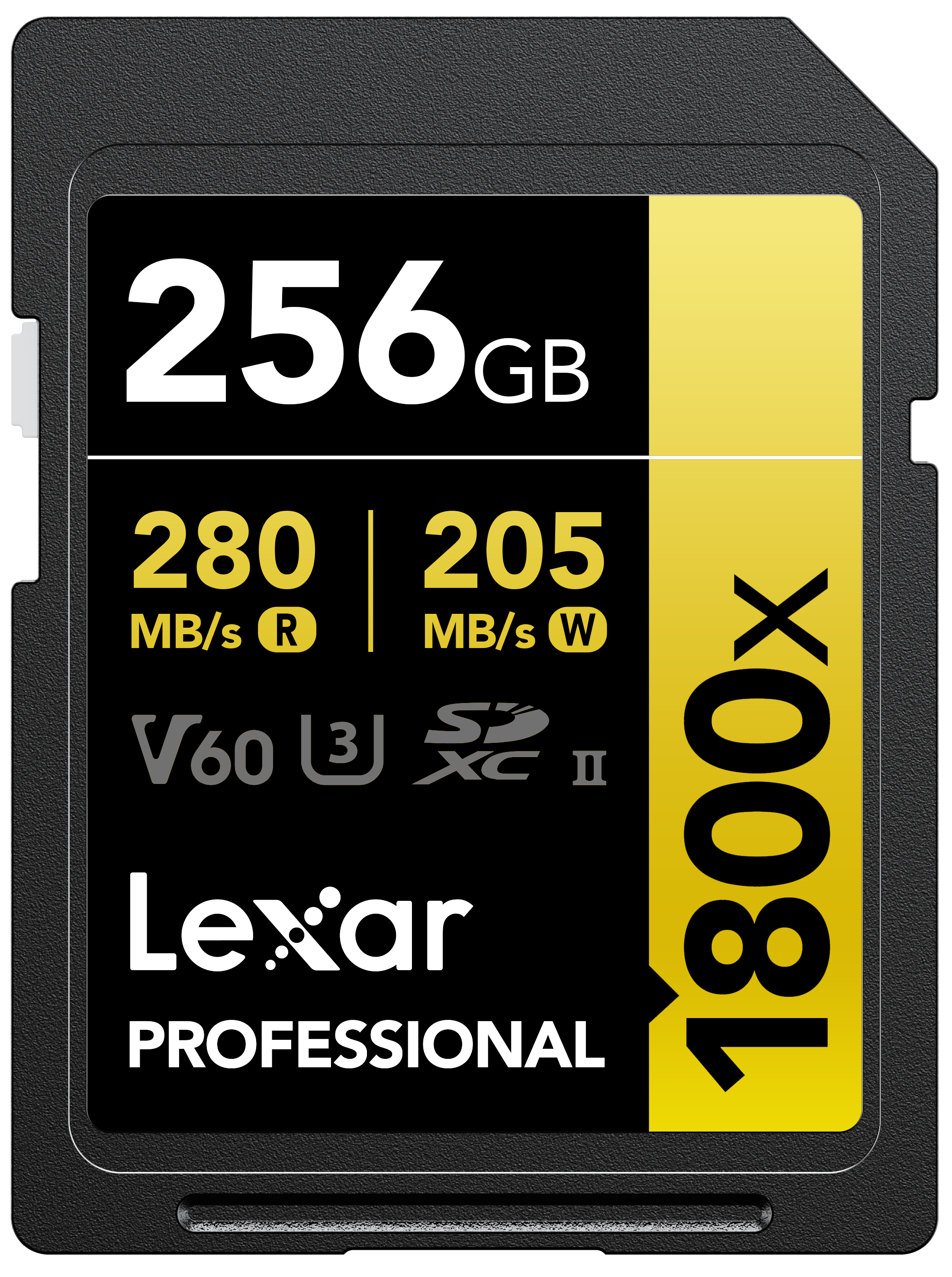 LEXAR 256GB LSD1800256G-BNNNG SD PROFESSIONAL 1800X SDXC UHS-II CARDS UP TO 280MB/S READ 210MB/S WRITE C10 V60 U3