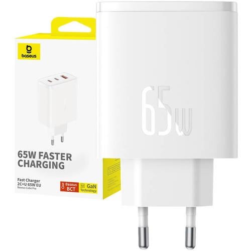Baseus Cube Pro 2C+U 65W Şarj Cihazı-Beyaz