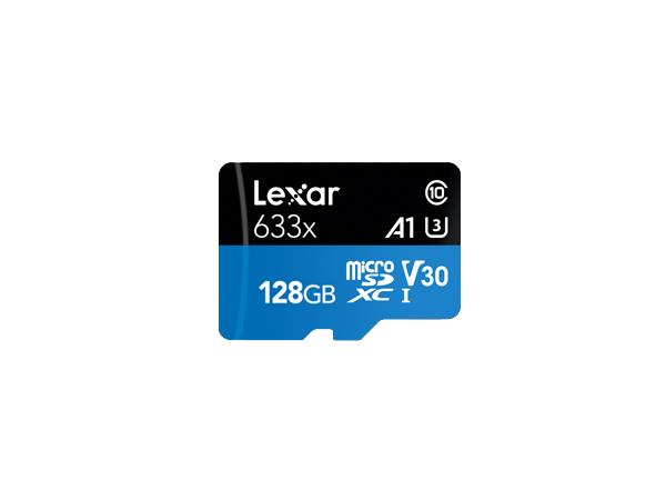 LEXAR 128GB LSDMI128BB633A 633X MICRO SDXC UHS-I WITH SD ADAPTER 100MB/S READ 45MB/S WRITE C10 A1 V30 U3