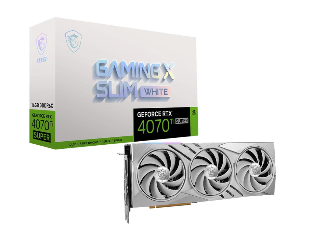 MSI VGA GEFORCE RTX 4070 TI SUPER 16G GAMING X SLIM WHITE RTX4070TIS 16GB GDDR6X 256B DX12 PCIE 4.0 X16 (3XDP 1XHDMI)