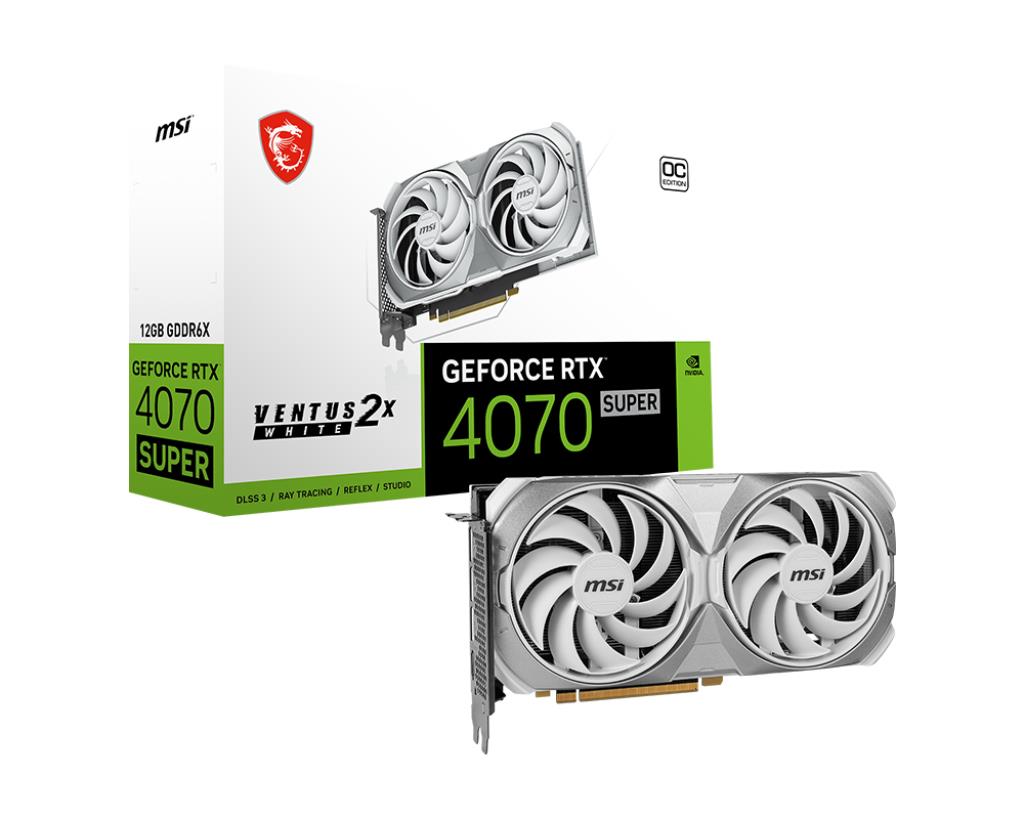 MSI VGA GEFORCE RTX 4070 SUPER 12G VENTUS 2X WHITE OC RTX4070S 12GB GDDR6X 192B DX12 PCIE 4.0 X16 (3XDP 1XHDMI)