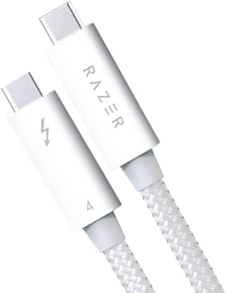 Razer Thunderbolt 4 Kablo - (40 Gb/s, 8K ,100W Şarj, Thunderbolt 3 ile geriye dönük uyumlu) Beyaz | 2 M