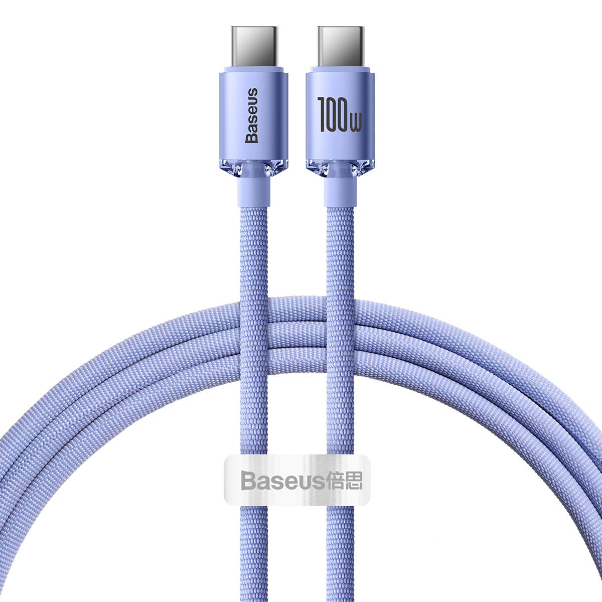 Baseus Crystal Shine Series 100W Hızlı Şarj Kablosu  Type-C to Type-C - 480Mbps - 1.2M - Mor