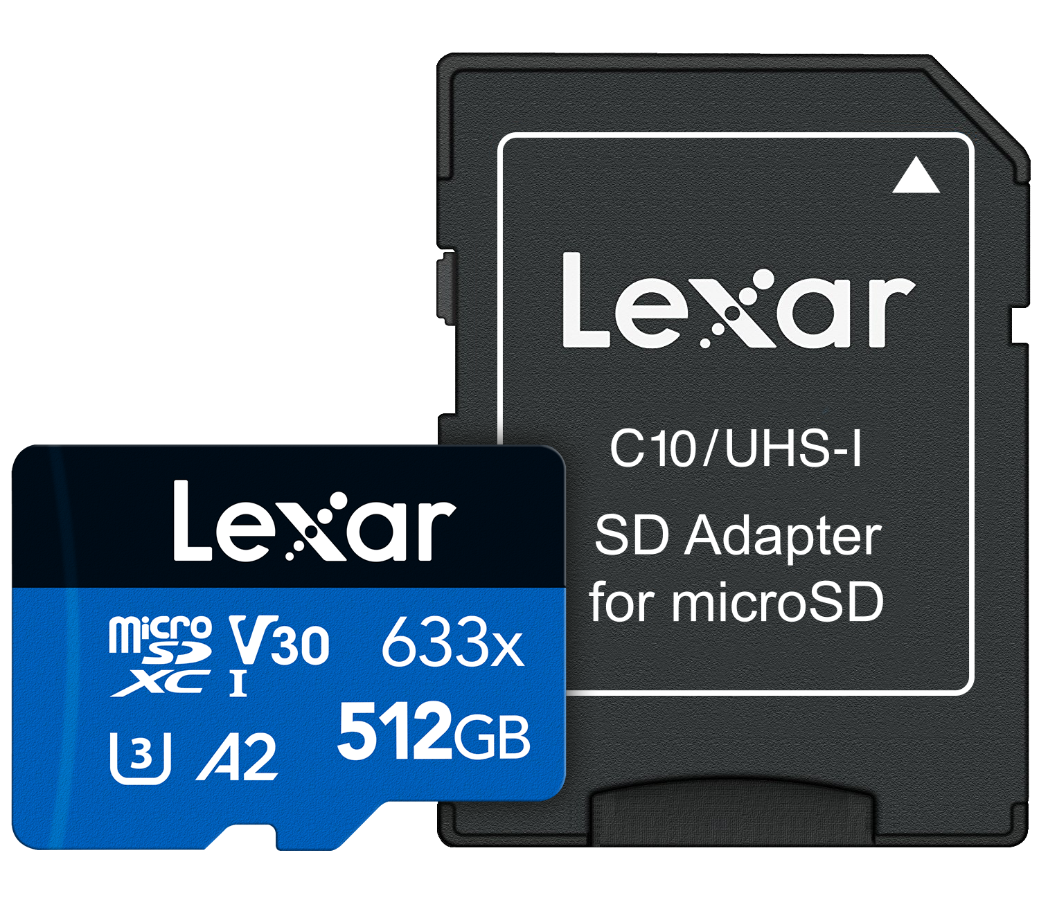LEXAR 512GB LSDMI512BB633A MICROSD HIGH-PERFORMANCE 633X MICROSDXC UHS-I WITH SD ADAPTER UP TO 100MB/S READ 70MB/S WRITE C10 A2 V30 U3