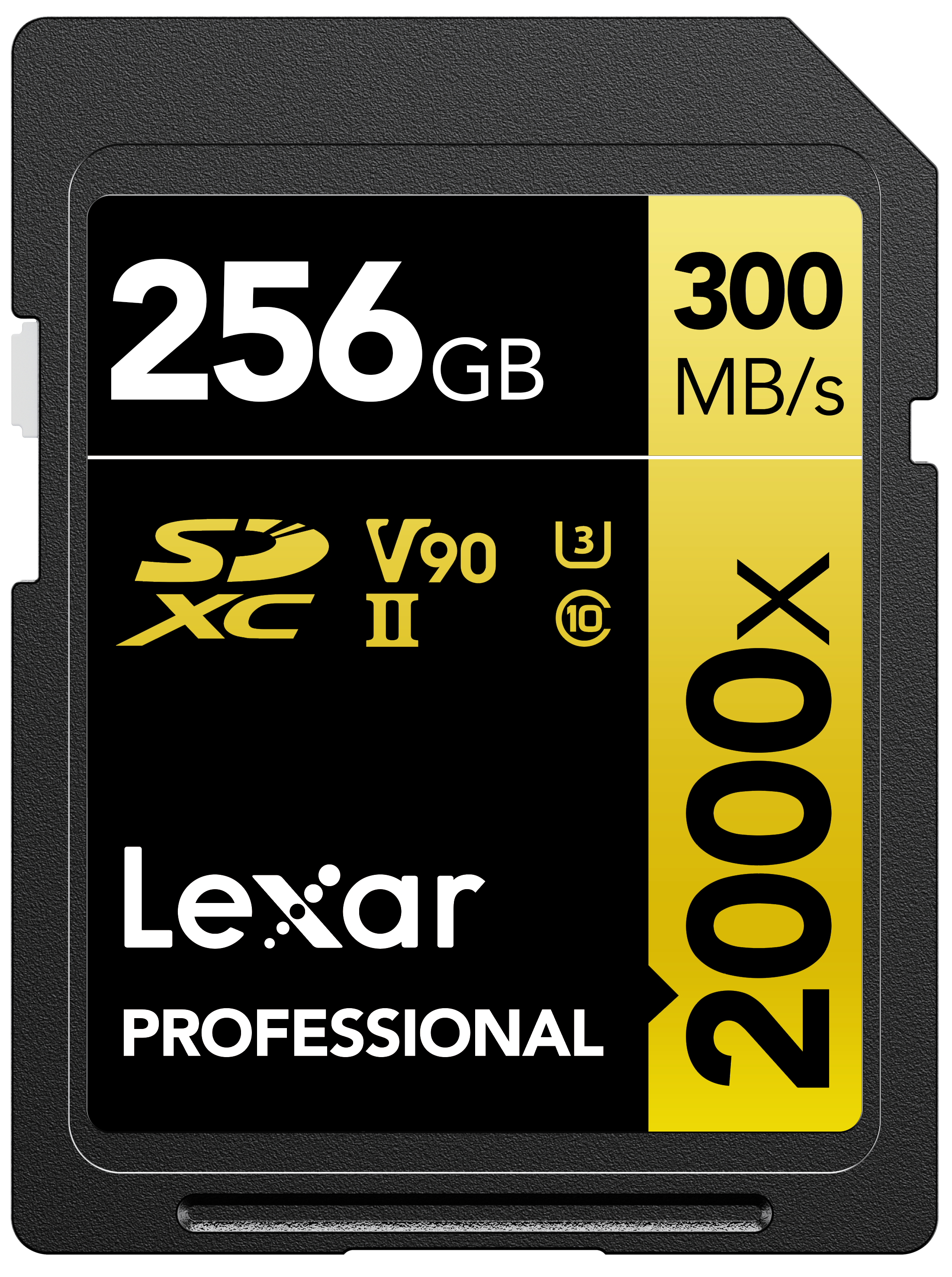 LEXAR 256GB LSD2000256G-BNNNG SD PROFESSIONAL 2000X SDXC UHS-II CARDS UP TO 300MB/S READ 260MB/S WRITE C10 V90 U3