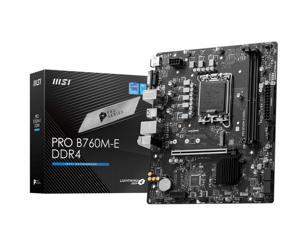 MSI PRO B760M-E DDR4 SOKET 1700 DDR4 4800(OC) PCI-E M.2 USB3.2 HDMIVGA 1X 1G LAN MATX