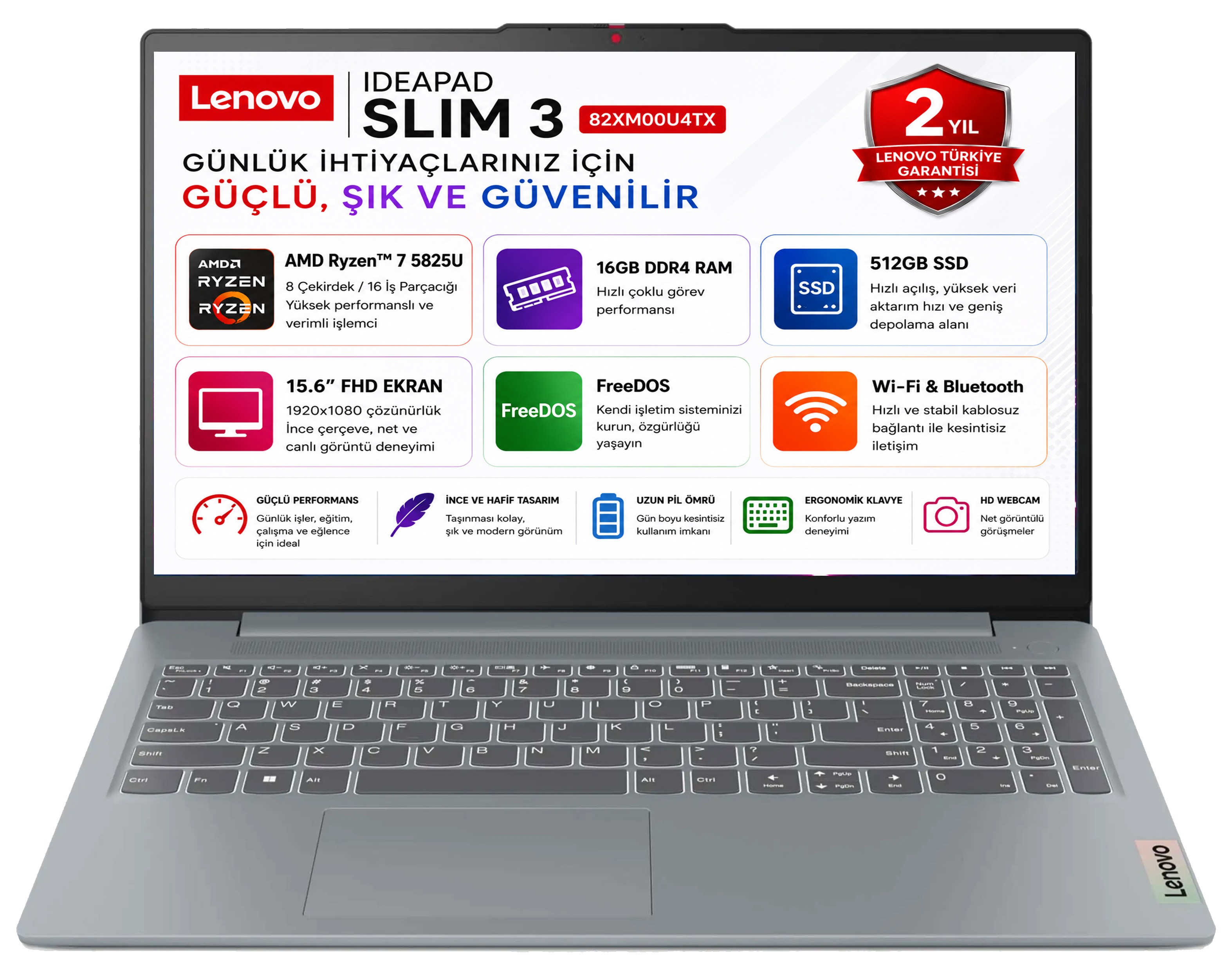 Lenovo IdeaPad Slim 3 15ABR8 AMD Ryzen 7 5825U 16GB 512GB SSD 15.6
