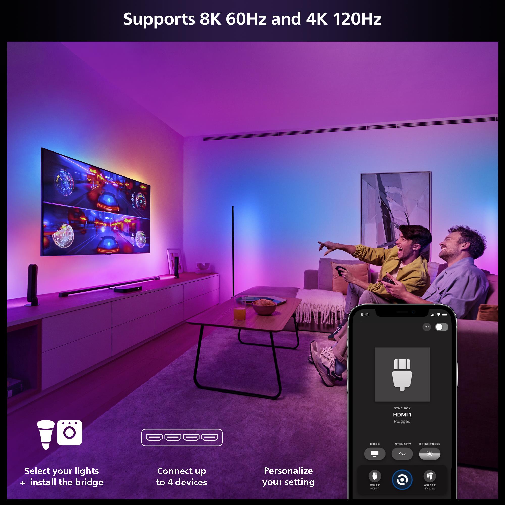 Philips Hue HDMI Sync Box 8K, 4 HDMI Bağlantısı, Akıllı Aydınlatma