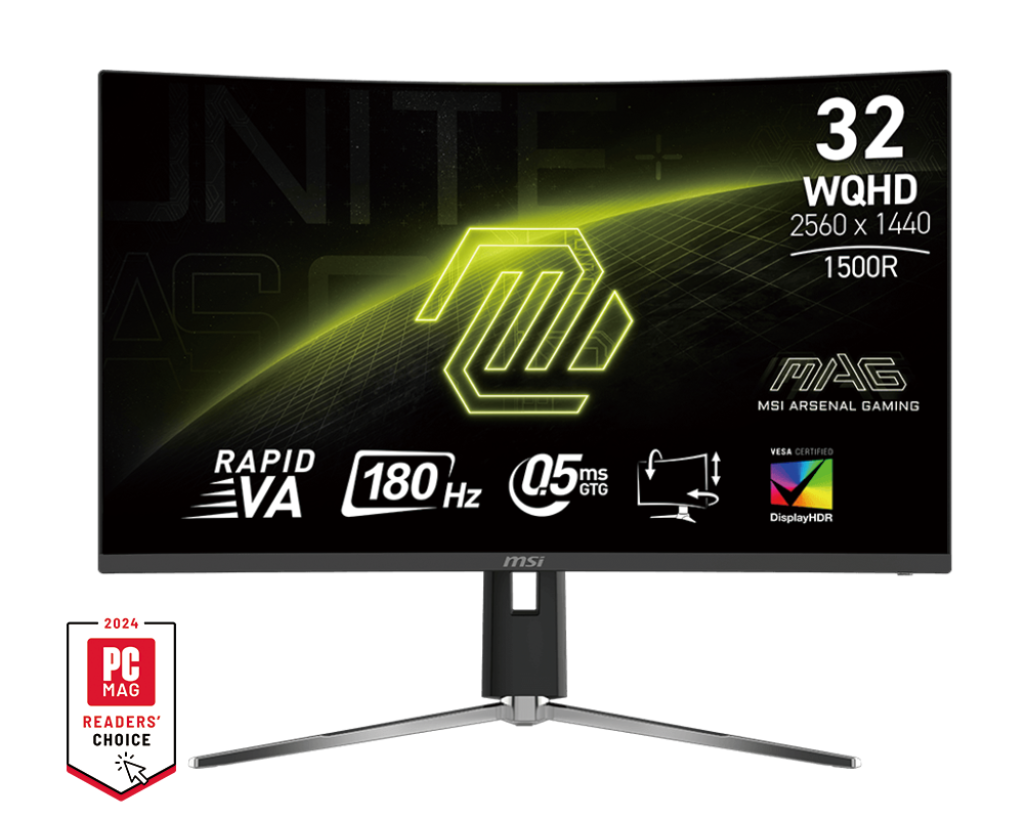 MSI 31.5 MAG 32CQ6PF 2560x1440 (WQHD) 16:9 CURVE 1500R RAPID VA 180Hz 0.5MS ADAPTIVE-SYNC GAMING MON