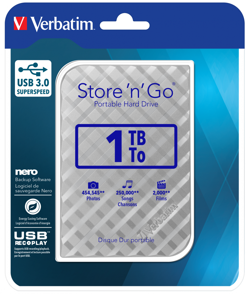 Verbatim 53197 - 1TB USB 3.0 Gümüş Taşınabilir Harddisk