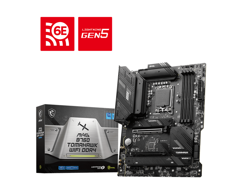 MSI MAG B760 TOMAHAWK WIFI DDR4 SOKET 1700 DDR4 5333(OC) PCI-E GEN5 M.2 USB3.2 HDMIDP 1X 2.5G LAN WI-FI 6E ATX