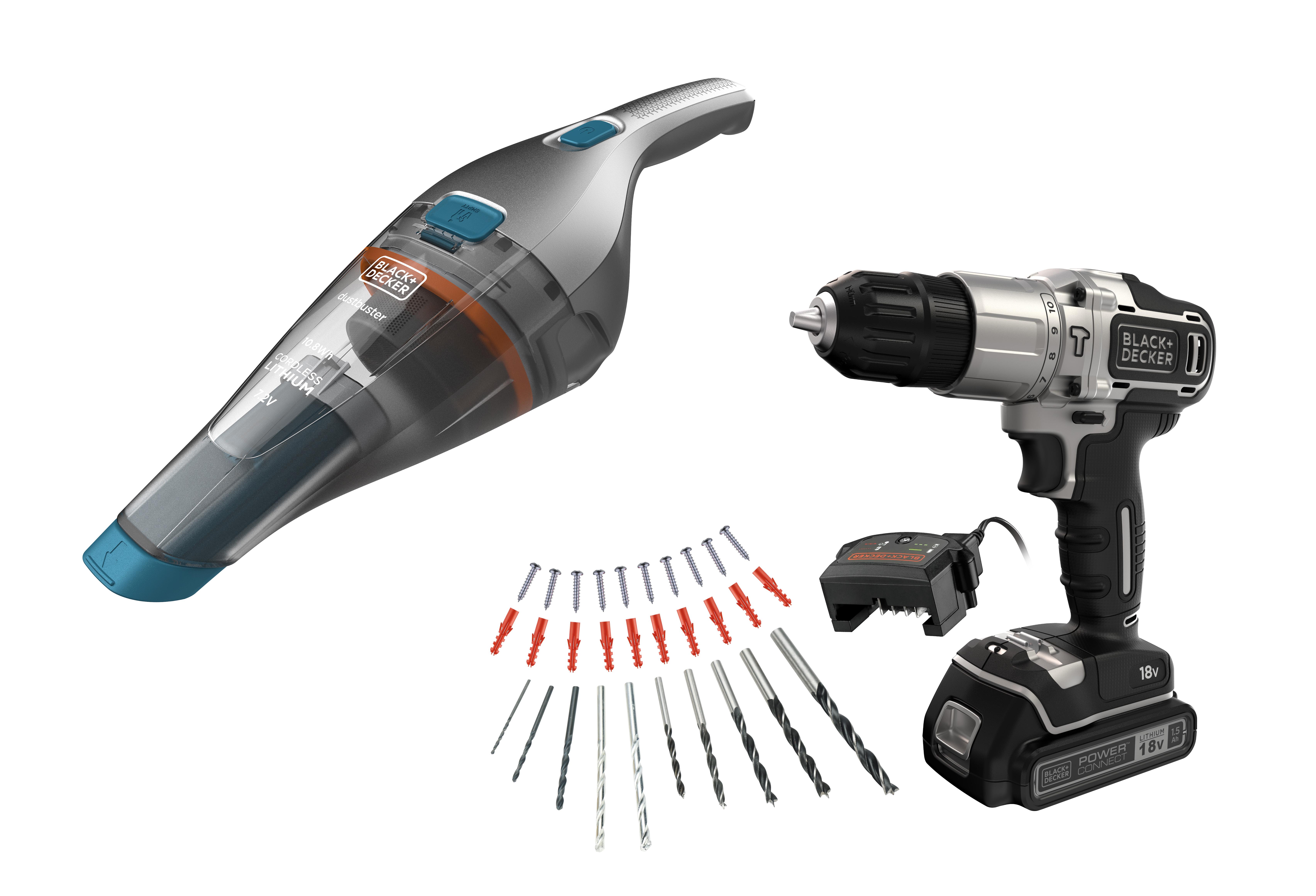 Black&Decker 7.2V Şarjlı El Süpürgesi ve 18V Darbeli Vidalama Matkap