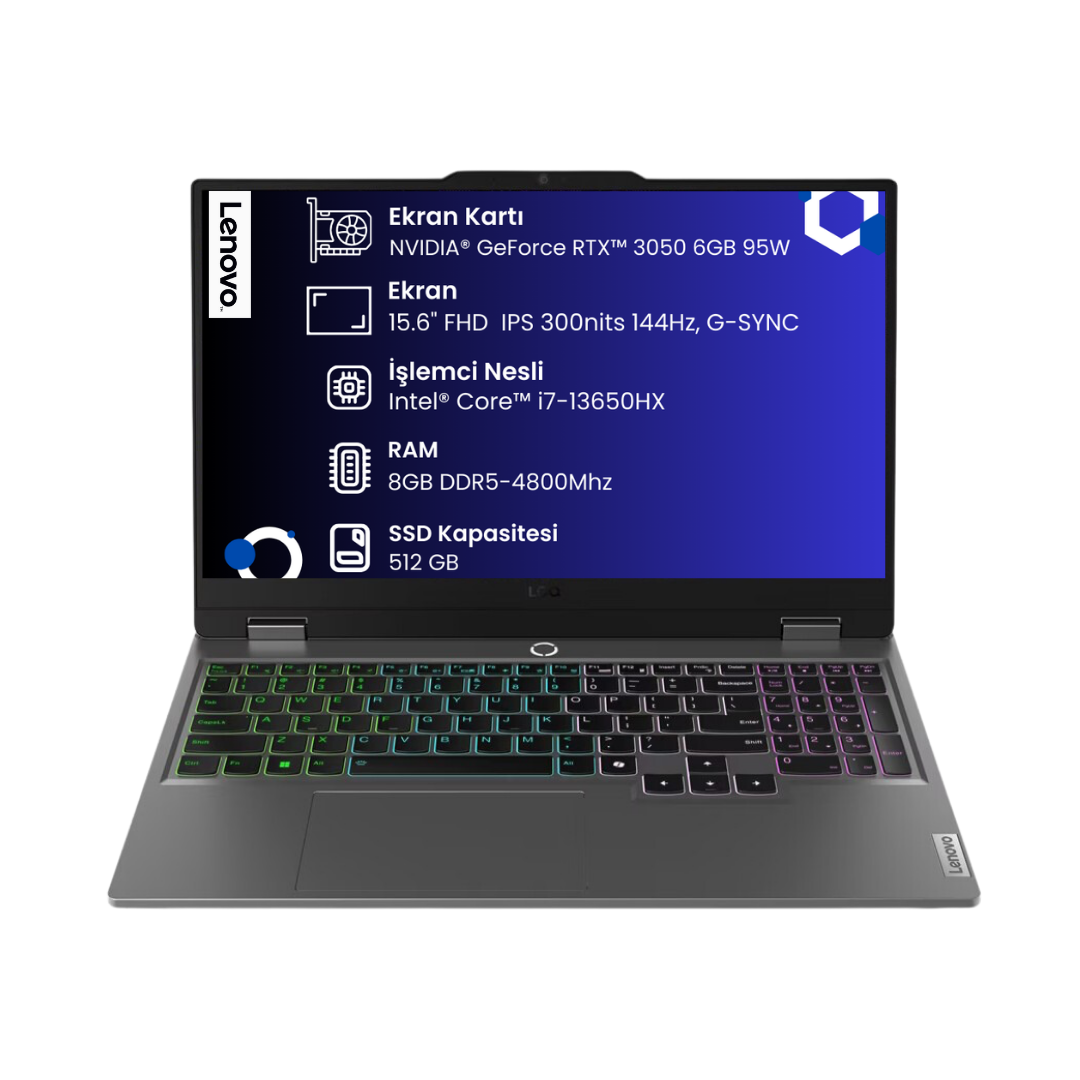 Lenovo LOQ 15IRX9 Intel Core i7 13650HX 8GB 512GB SSD RTX 3050 6GB (95W) 15.6
