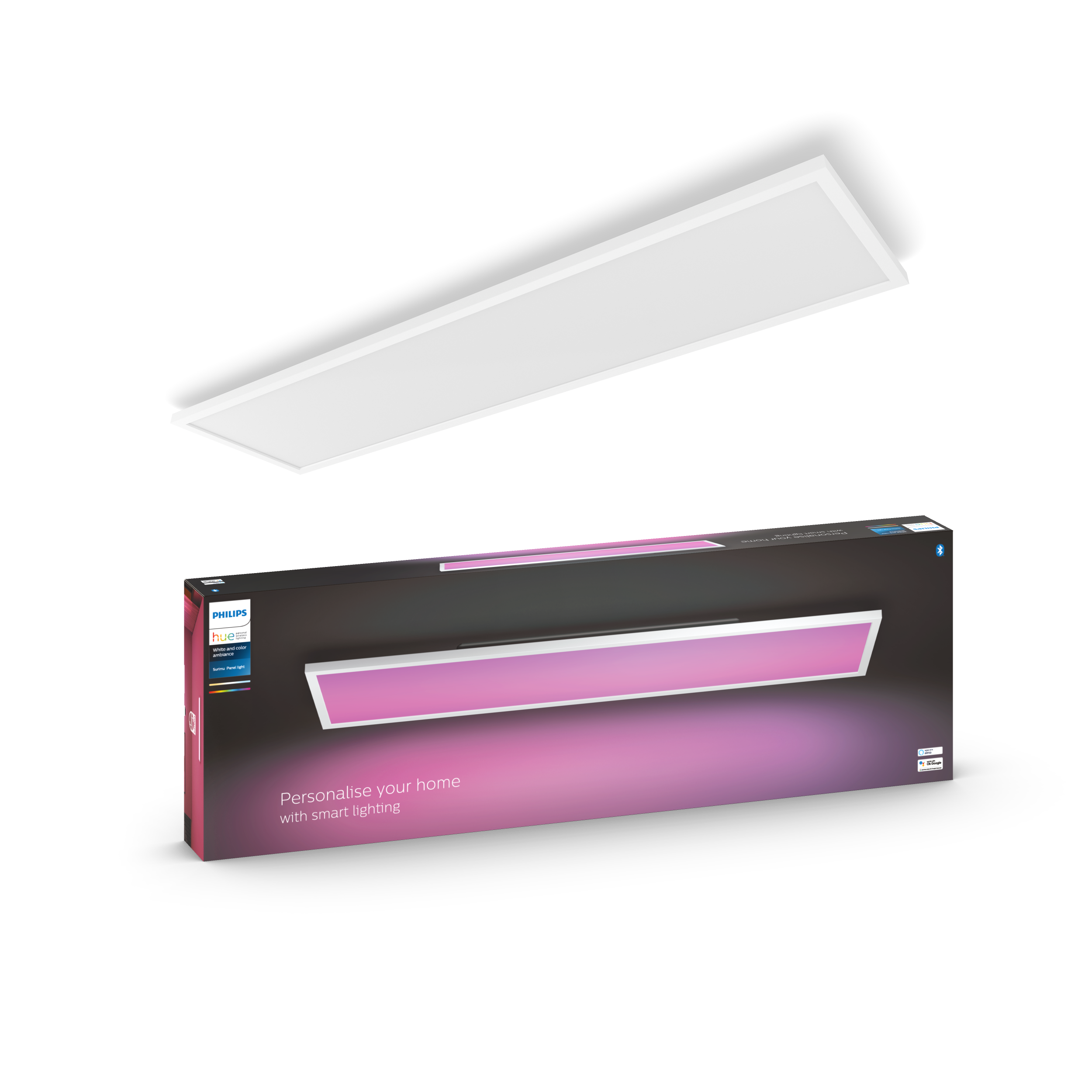 Philips Hue Surimu Beyaz Sıva Üstü RGB Akıllı LED Dikdörtgen Panel Tavan Armatürü 120x30cm  4150 Lumen