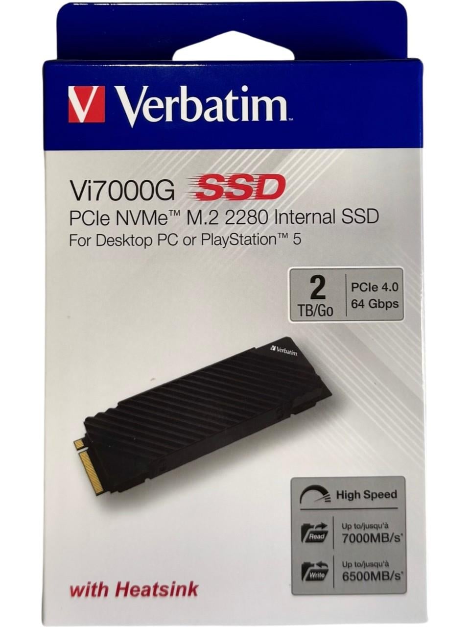 Verbatim Vi7000G 2TB 7400MB-6700MB M.2 NVMe PCIe Gen 4 SSD