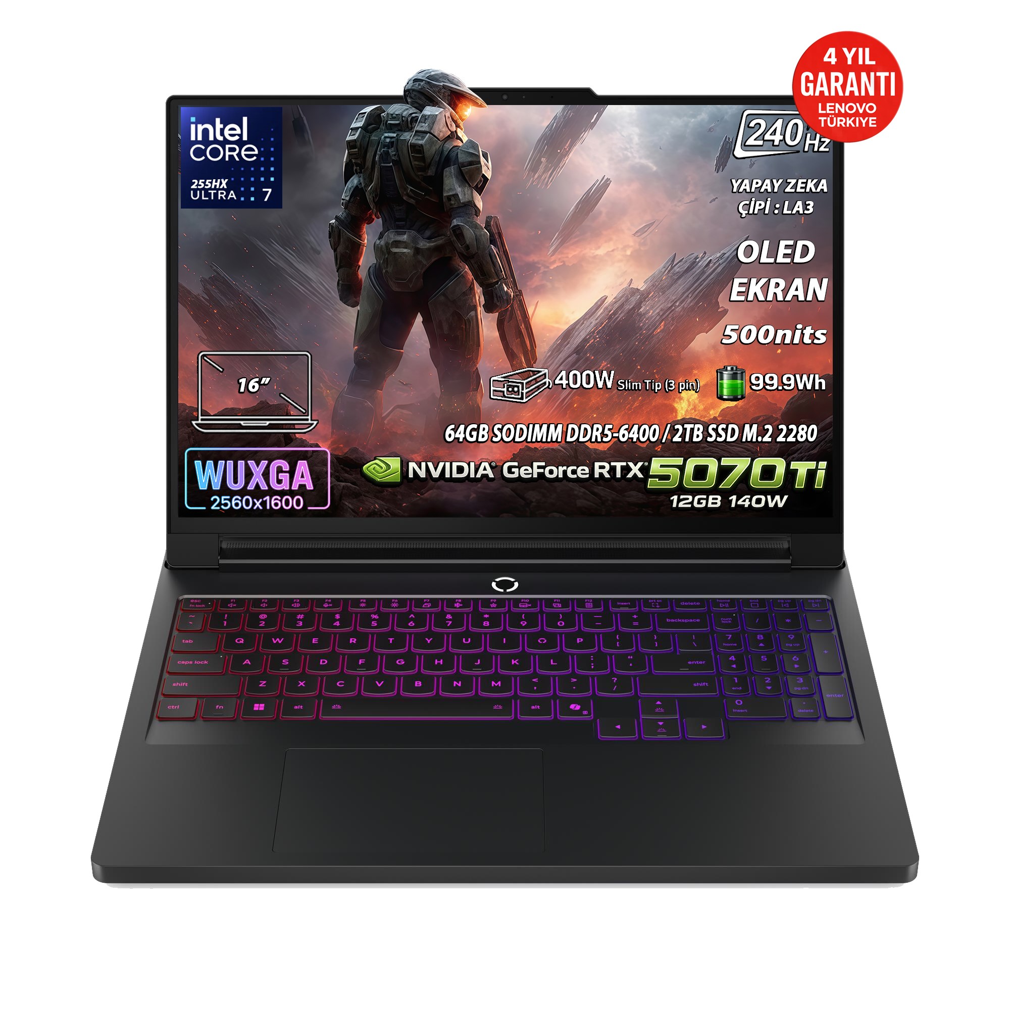Lenovo Legion Pro 7 16IAX10H Intel Core Ultra 7 255HX 64GB 2TB SSD RTX 5070 Ti 12GB 16