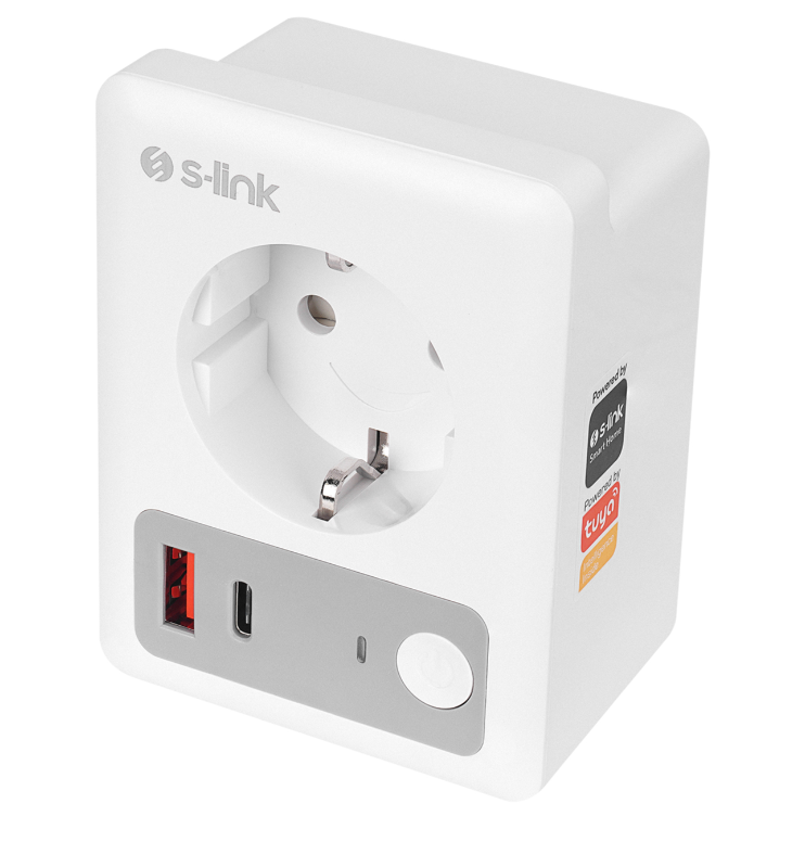 S-link SL-13 MASTERPOWER 16A Akım Korumalı Akıllı Priz WIFI&BT TUYA Destekli