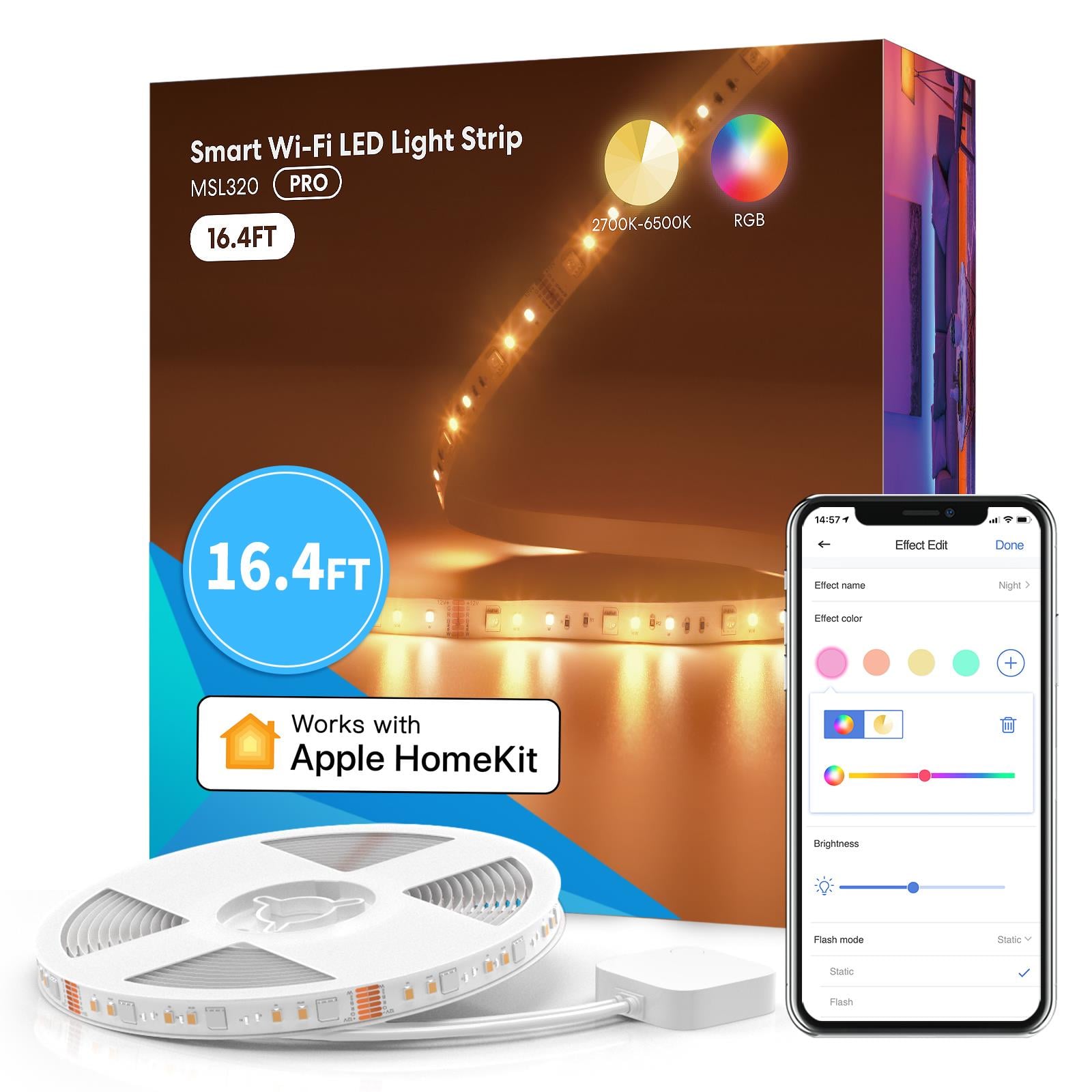 Meross Akıllı Led Şerit Wi-Fi RGB 5 Metre MSL320 Pro  (Apple Home Destekli)