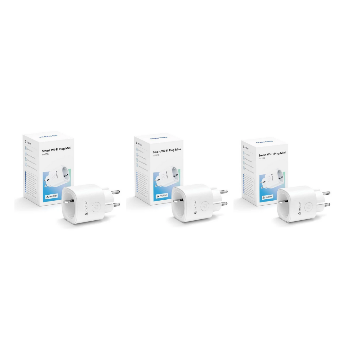 Meross Matter Akıllı Wi-Fi Mini Priz 3'li Paket (Apple HomeKit, Alexa ve Google Home Destekli)