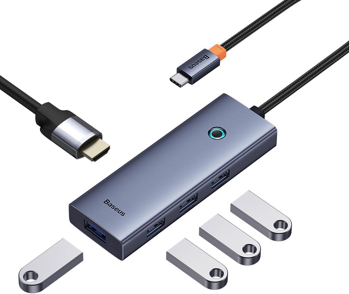 Baseus Ultra Joy 5 in 1 Multifonksiyonal Type-C Hub Dock Station - Uzay Gri