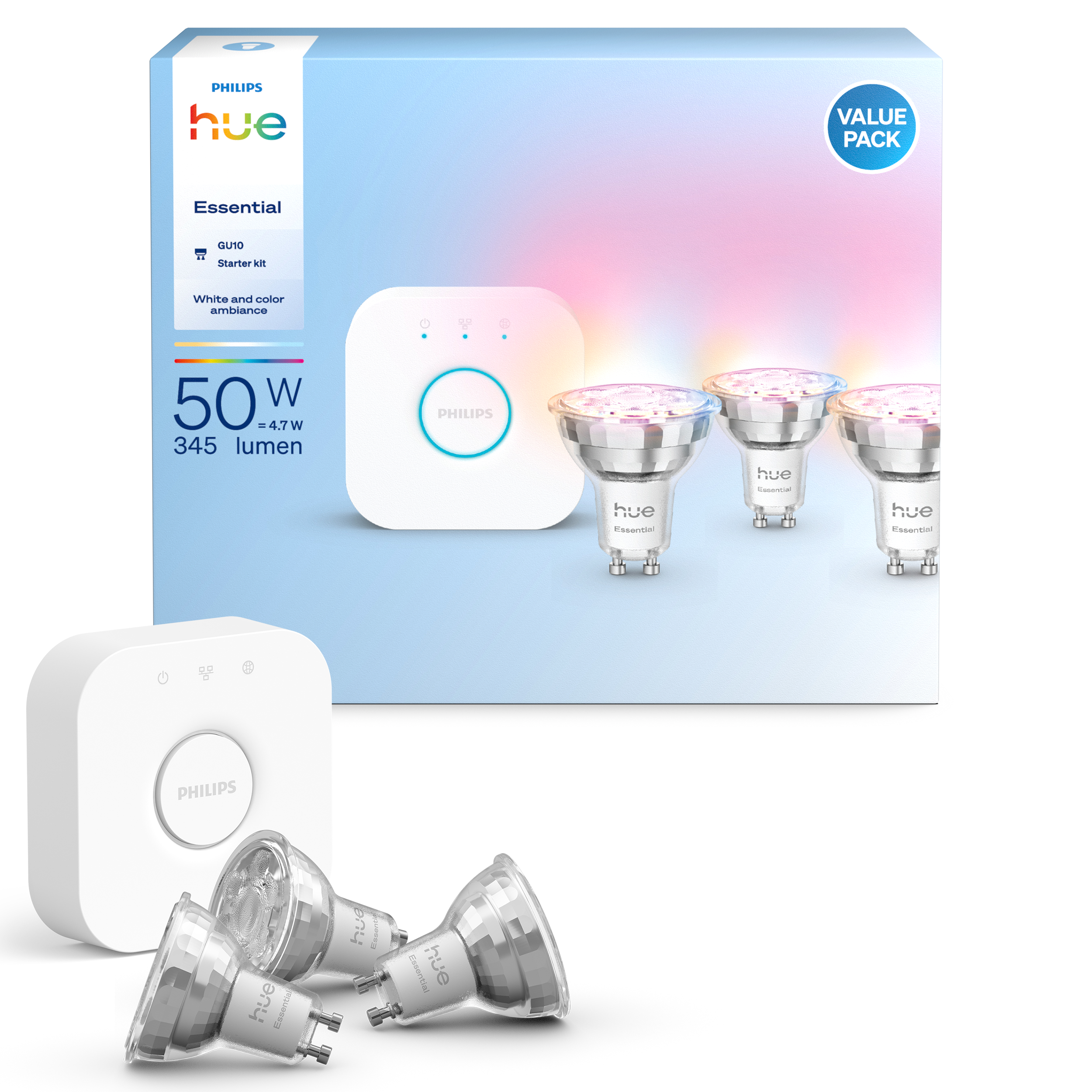 Philips Hue Essential 3'lü GU10 Spot Başlangıç Seti 345 Lumen