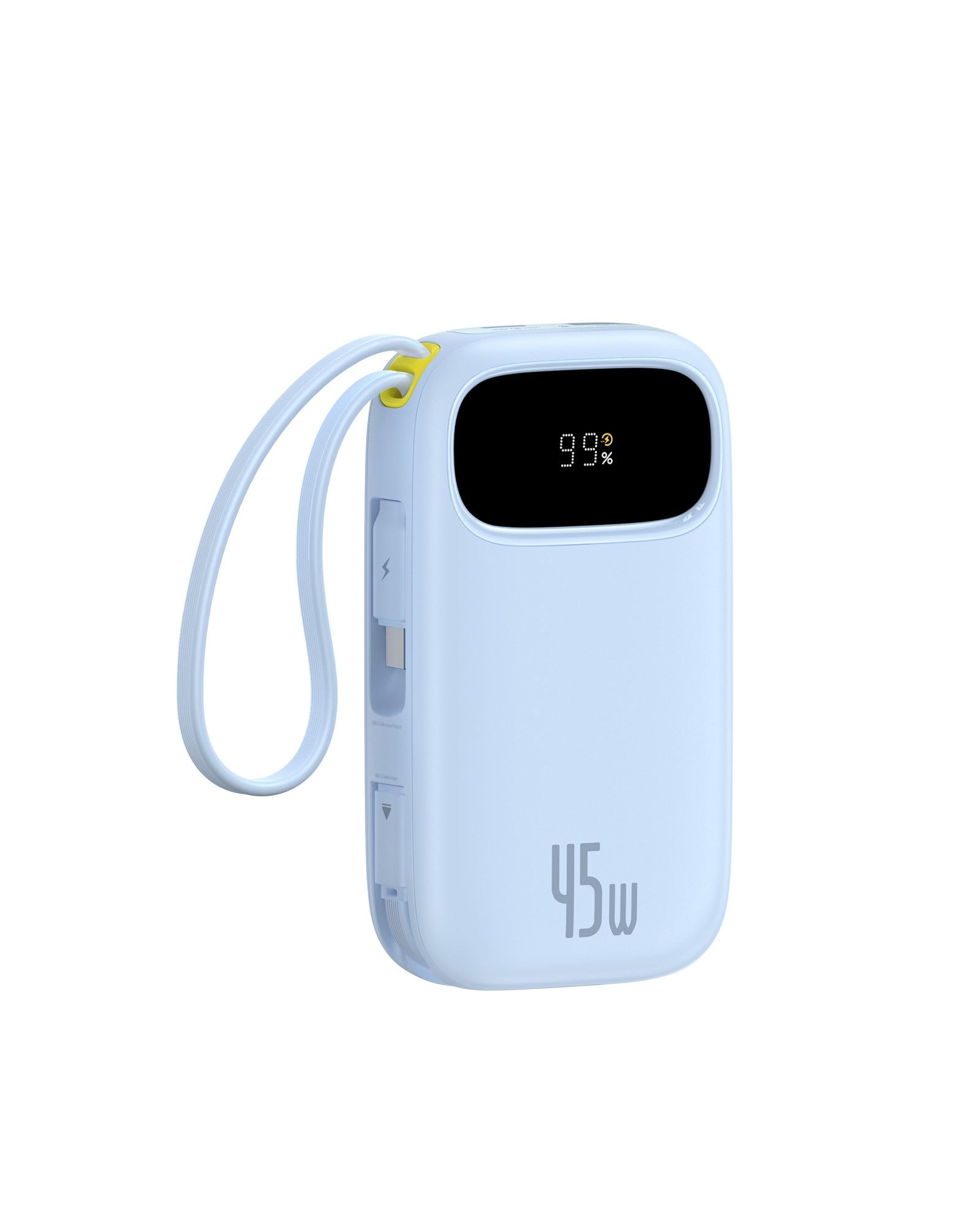 Baseus EnerFill FC31 Dijital Ekranlı Hızlı Şarj Powerbank Dahili Çift USB-C Kablo 20000mAh 45W - Mavi