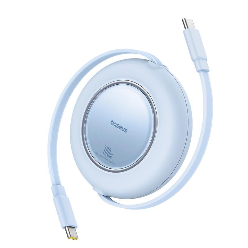 Baseus Free2Pull USB-C 100W Makaralı Hızlı Şarj ve Data Kablosu, 2 Metre, Mavi