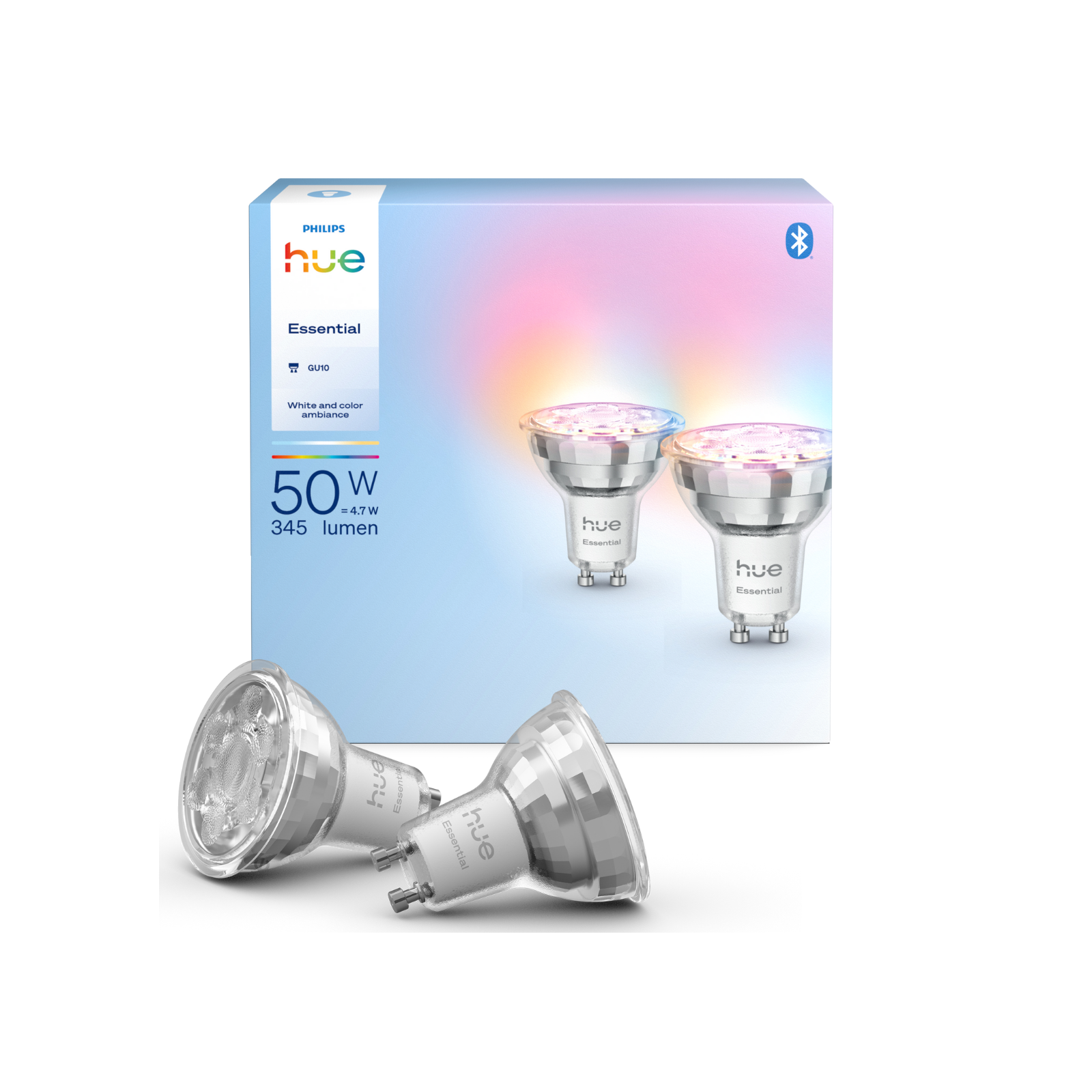 Philips Hue Essential 4.7W GU10 345 Lumen Renkli Akıllı Spot Ampul (2'li Ekopaket)